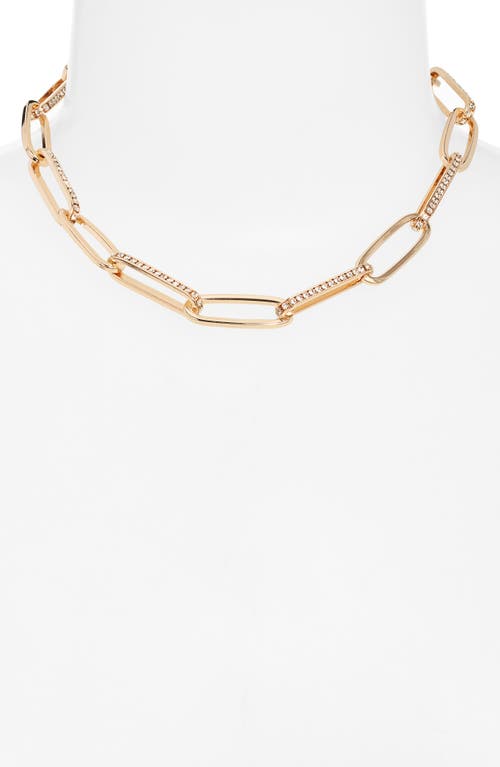 Nordstrom Rhinestone Paper Clip Chain Necklace In Gold