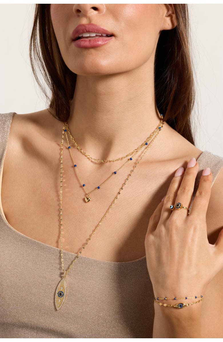 Alex and Ani Festival Stranded Evil eye necklace, Alternate, color, Gold