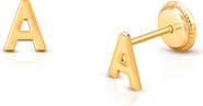 Tiny Blessings 14K Gold Initial Studs Screw Back Earrings