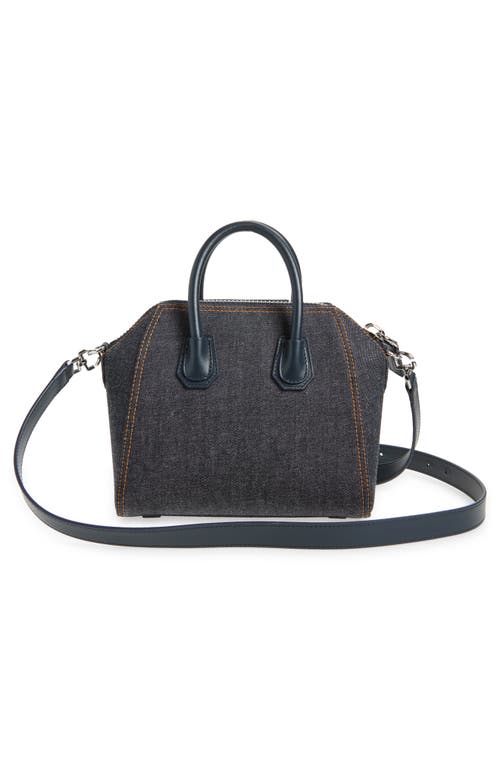 Givenchy Mini Antigona Denim & Leather Satchel In Blue