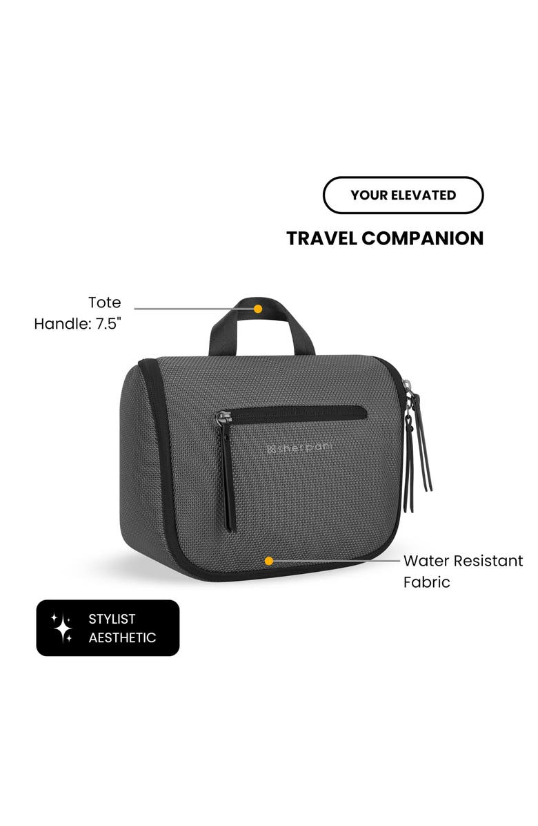 Sherpani Co-Pilot, Travel Toiletry Bag, Hanging Cosmetic Organizer, Water Resistant Makeup Bag, Shower Dopp Kit, Travel Essentials Toiletries for Women, Alternate, color, Granite