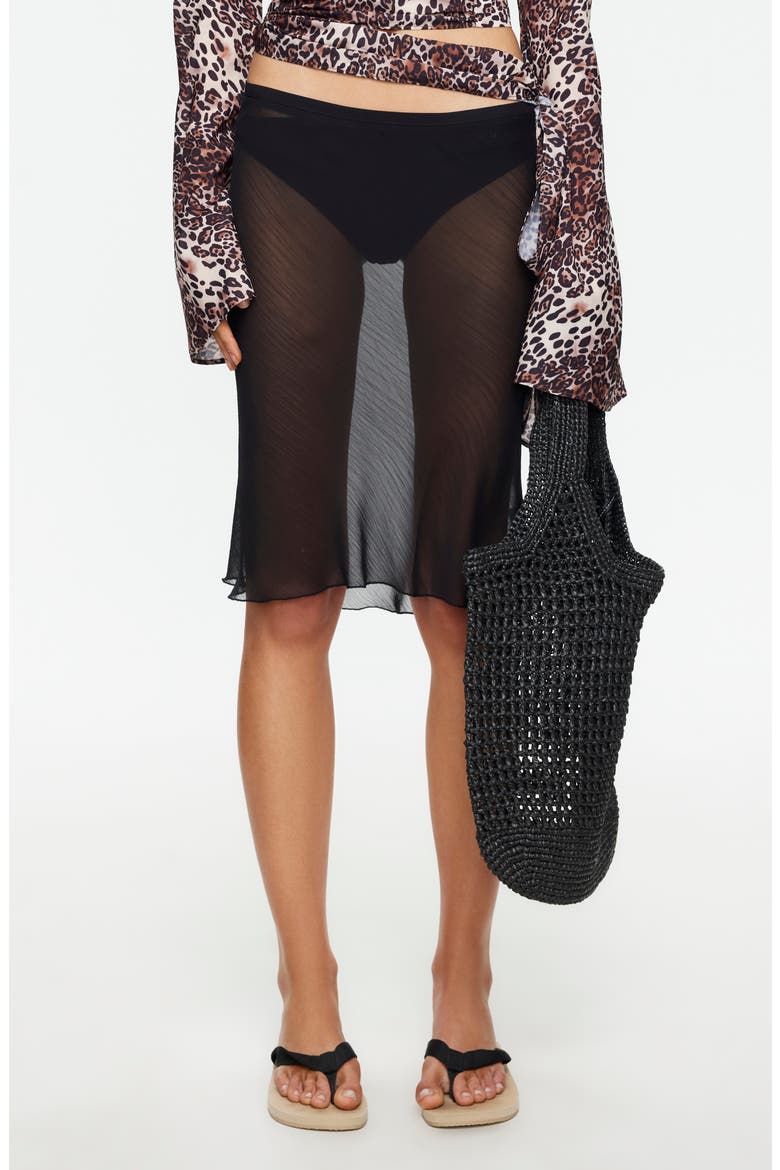 Shoreline Sheer Cover-Up Skirt, Main, color, NOIR