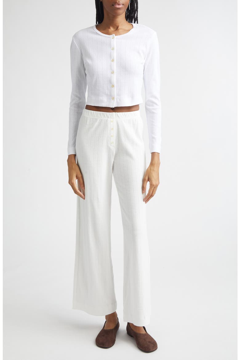 Cotton Pointelle Boxer Pants, Alternate, color, WHITE