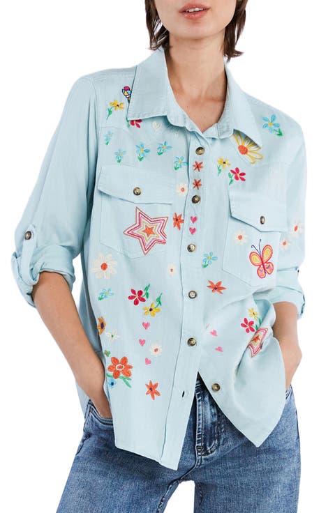 Sketchbook Embroidered Button-Up Shirt