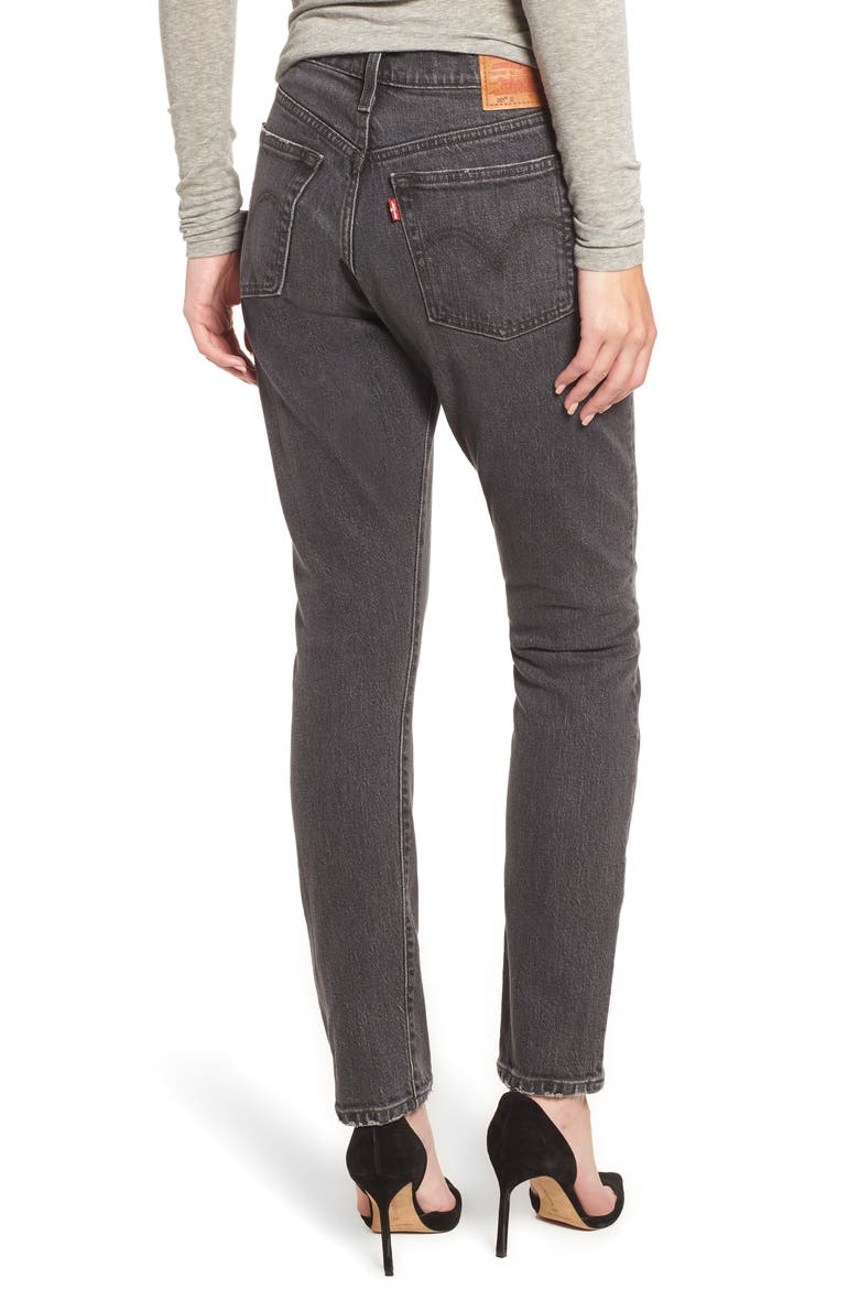 Levi's® 501® Ankle Slim Jeans, Alternate, color, COAL BLACK