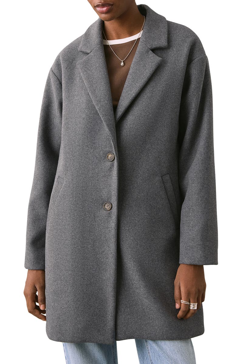 MANGO TEEN Cloth Coat, Main, color, Grey