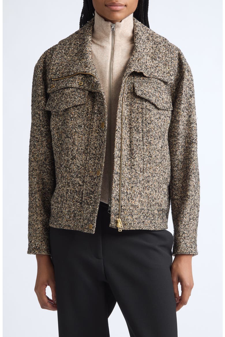 Silversmith Virgin Wool Tweed Jacket, Alternate, color, BLACK MELANGE