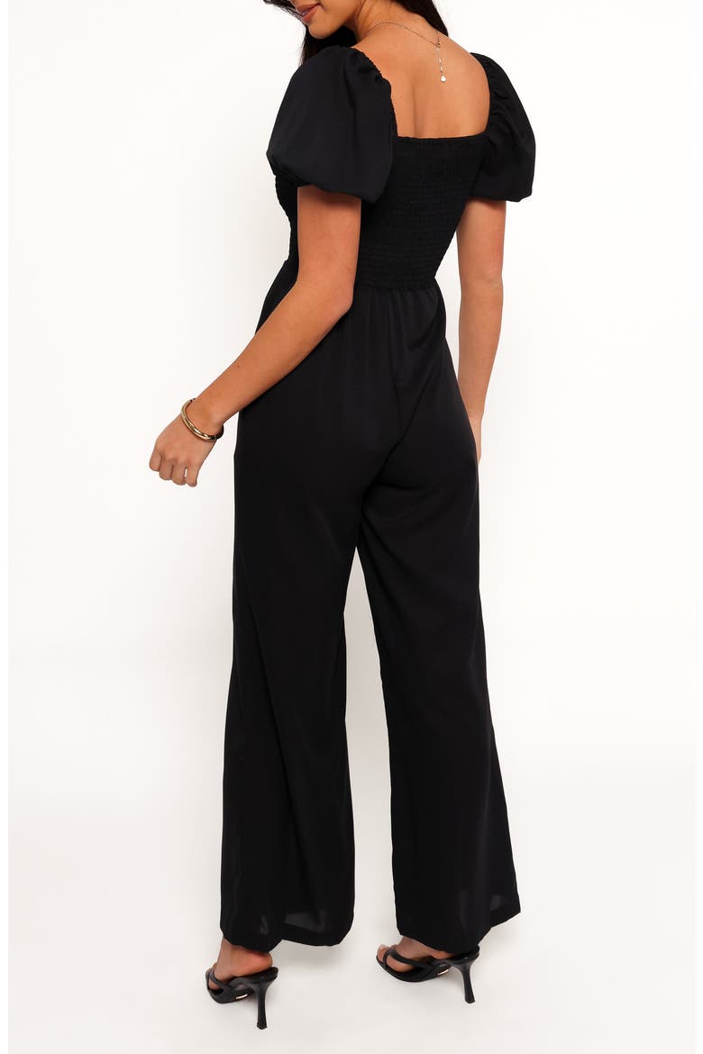 Jolene Smocked Puff Sleeve Jumpsuit, Alternate, color, BLACK
