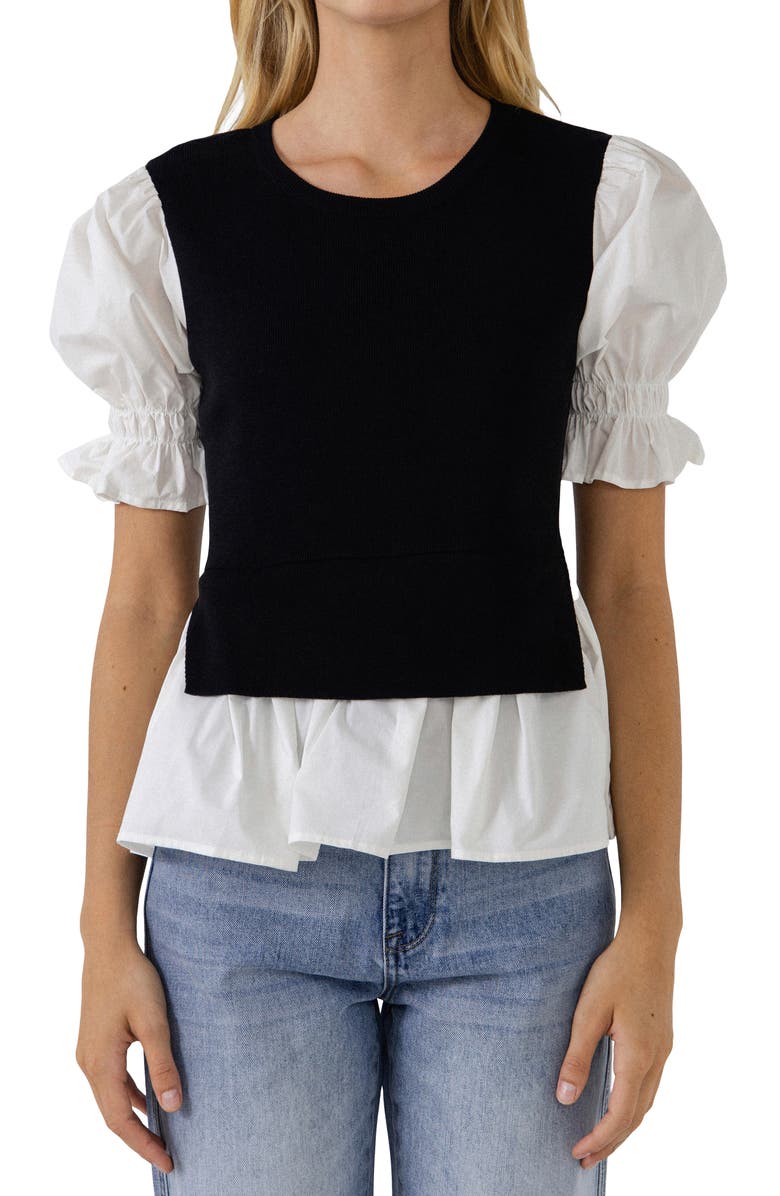 English Factory Mixed Media Sweater, Alternate, color,