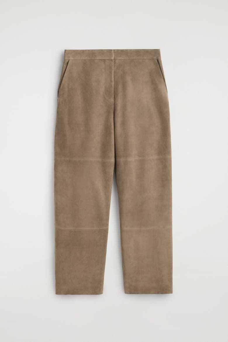 Suede Straight-leg Trousers, Alternate, color, BEIGE