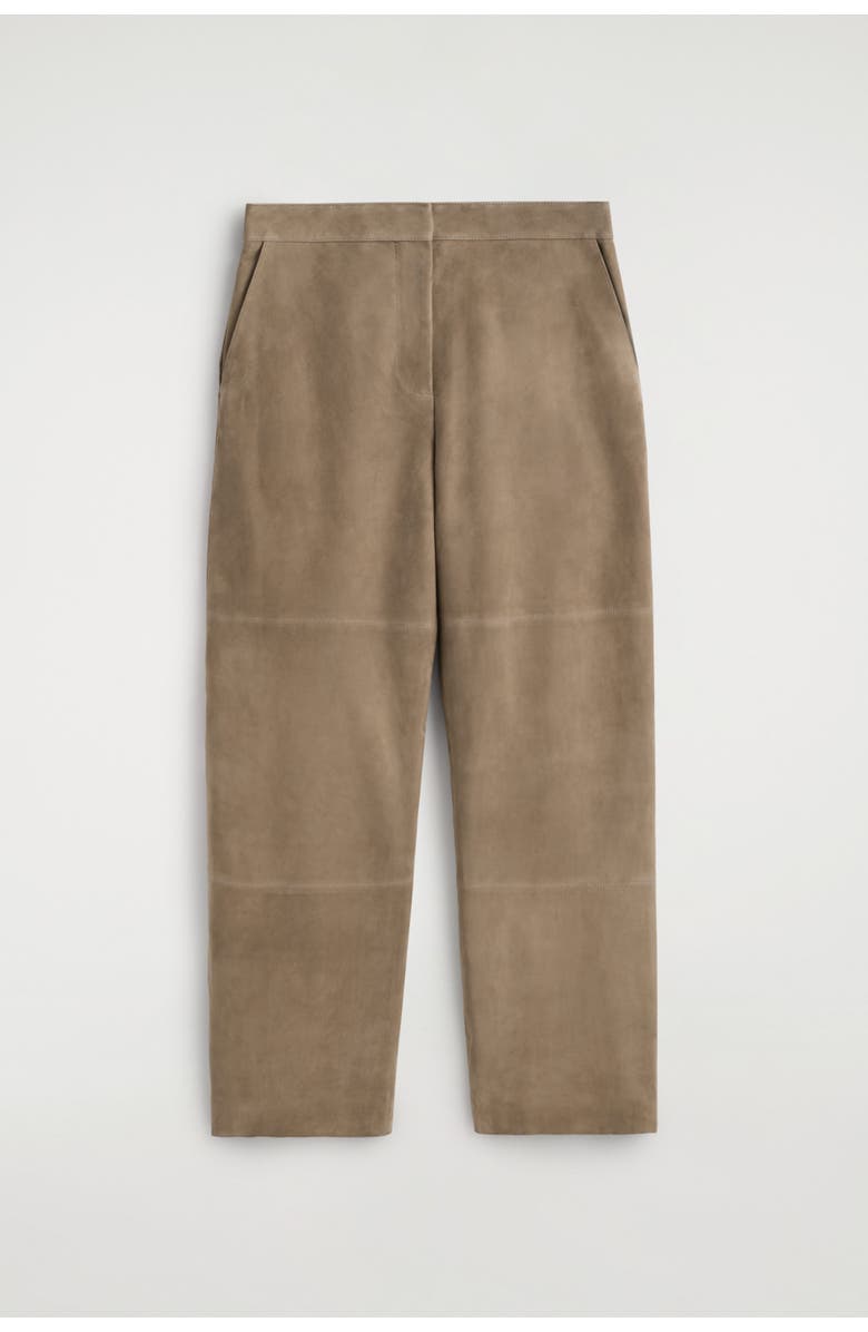 COS Suede Straight-leg Trousers, Alternate, color, Beige