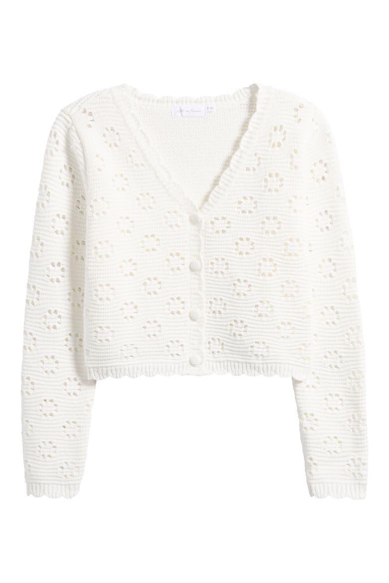 Open Stitch Cotton Blend Cardigan, Alternate, color, IVORY