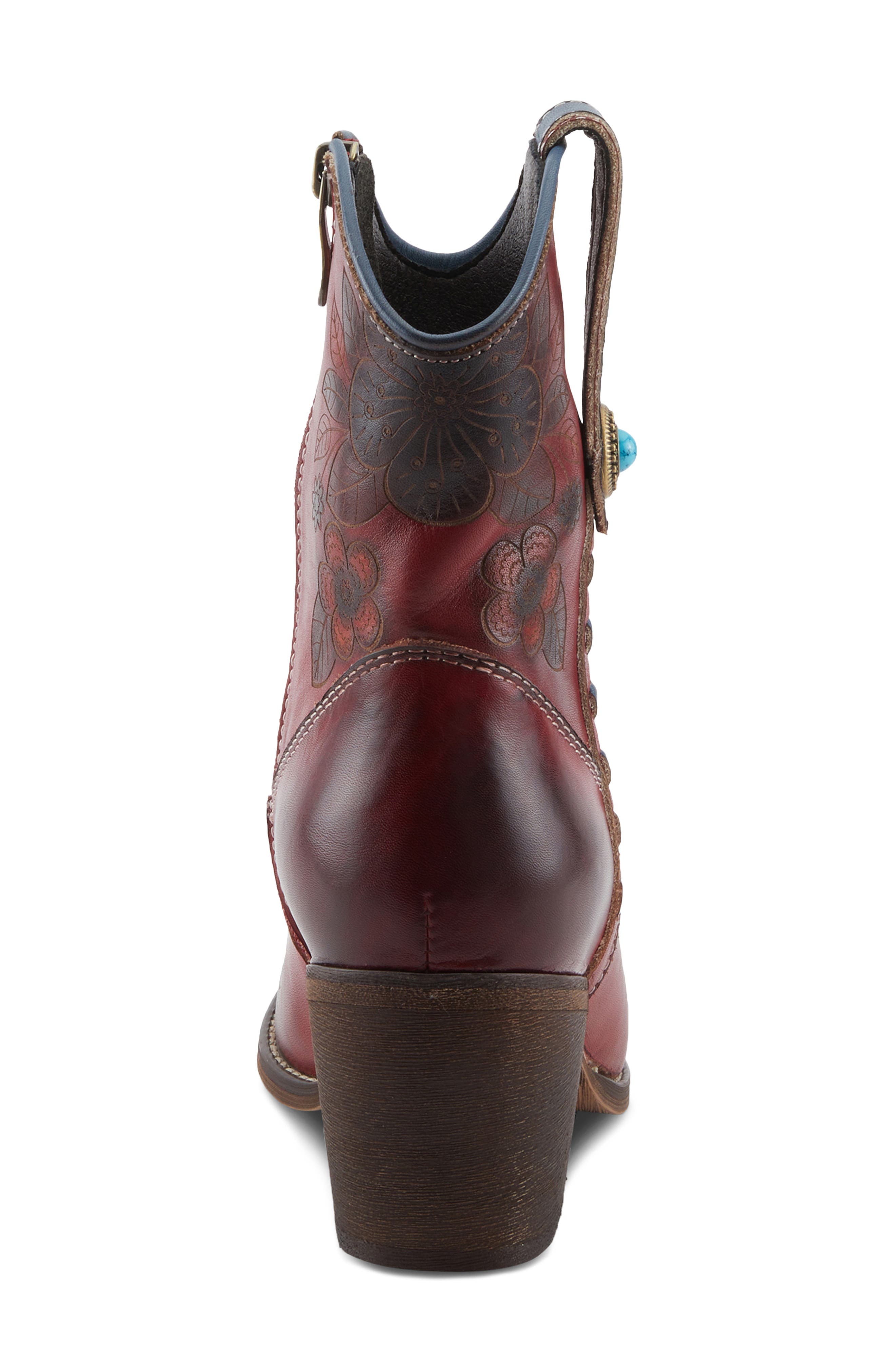 L'Artiste by Spring Step Cahoots Western Boot, Alternate, color, Dark Red Multi
