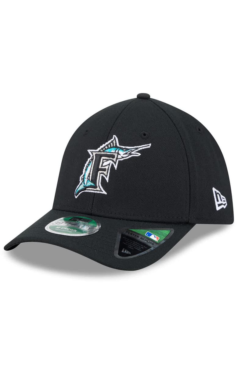 New Era Men's New Era Black Florida Marlins Player Replica 39THIRTY M-Crown Flex Hat, Main, color, Black
