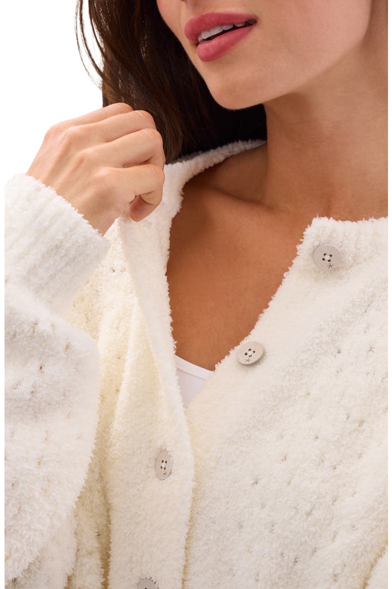Pointelle Cropped Cardigan, Alternate, color, PEARL