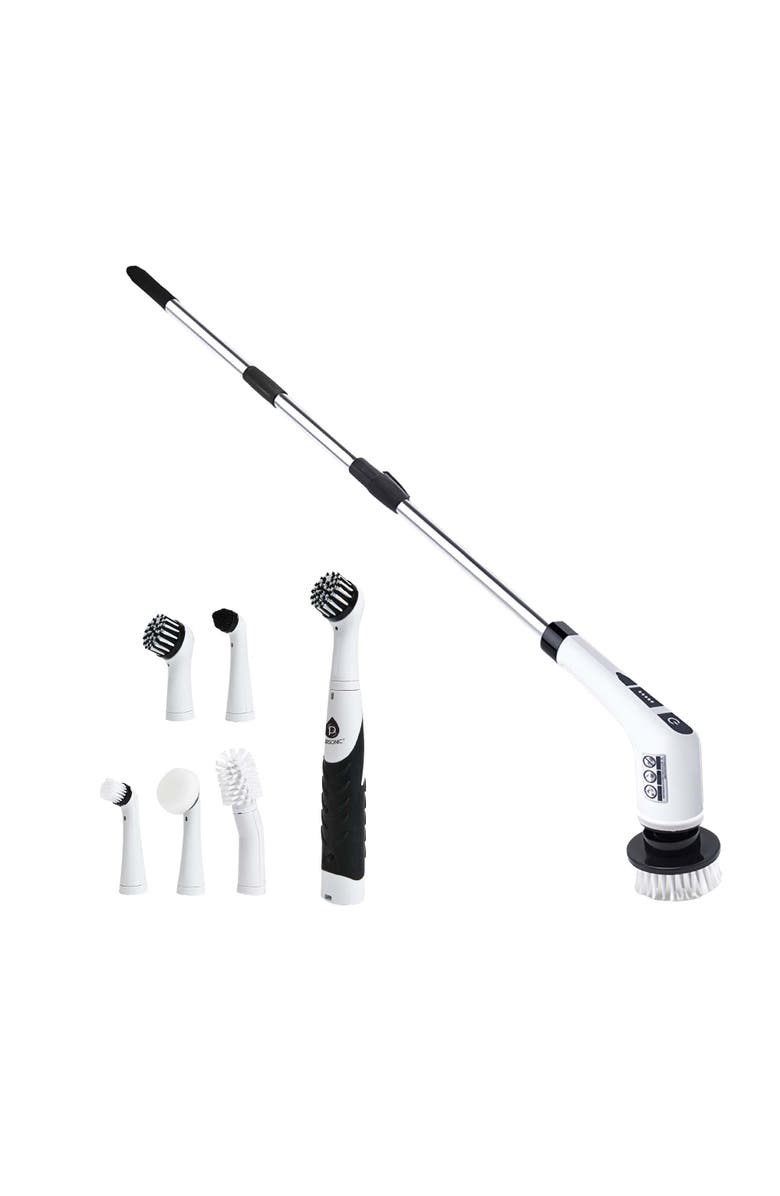 PURSONIC Cordless Cleaning Power Bundle - Includes Power Scrubber Brush with 7 Heads + Cordless Scrubber Cleaning Brush with 5 Heads, Main, color, White