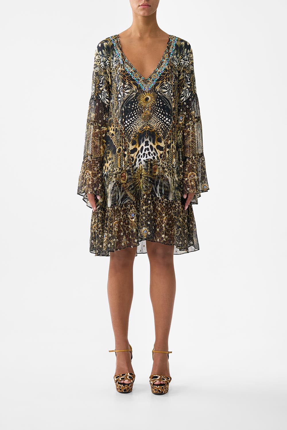 A-Line Gathered Panel Dress