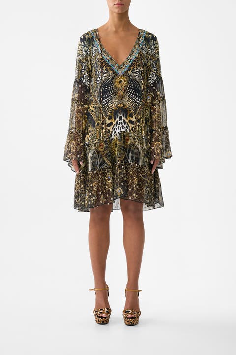 A-Line Gathered Panel Dress