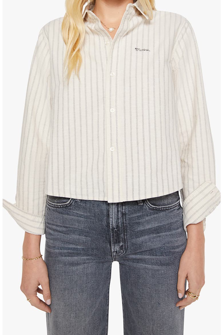 The Cropped Bestie Striped Shirt, Main, color, CREAM AND BLACK STRIPE