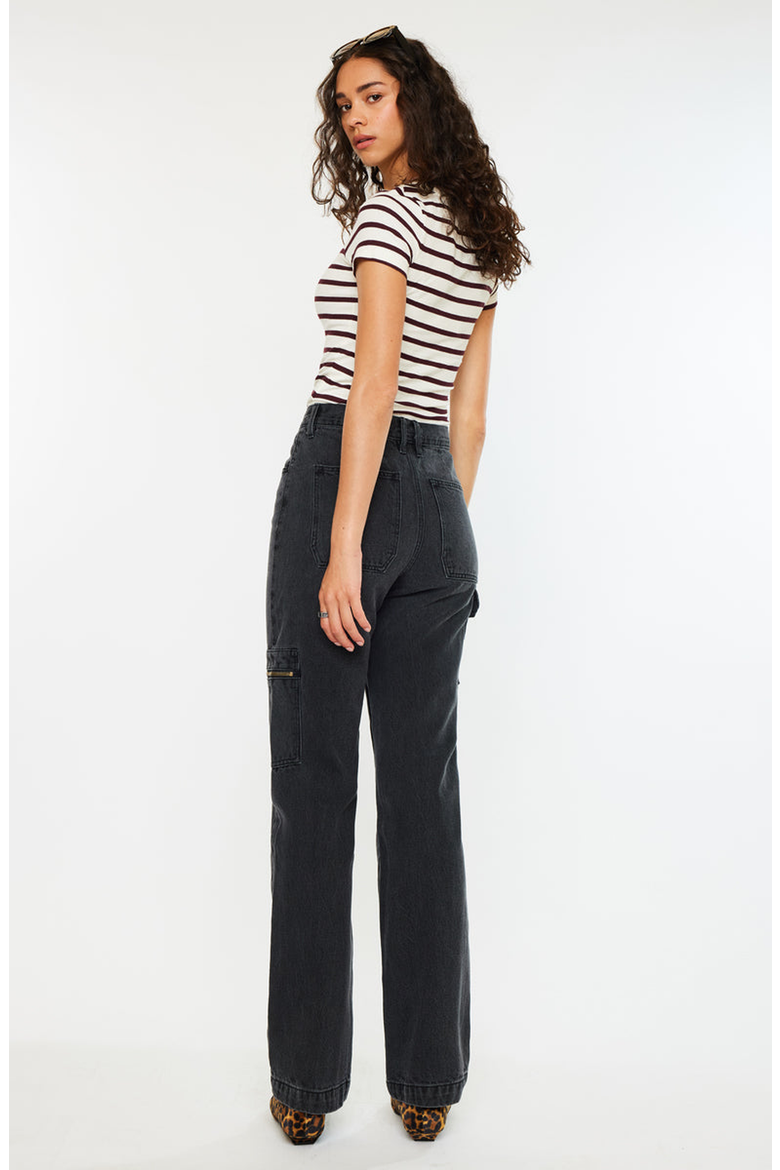 Semarea Ultra High Rise 90's Straight Leg Jeans, Alternate, color, Dark Gray