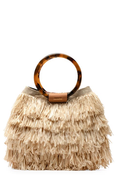 Shaggy Tiered Raffia Fringe Tote