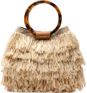 Frances Valentine Shaggy Tiered Raffia Fringe Tote