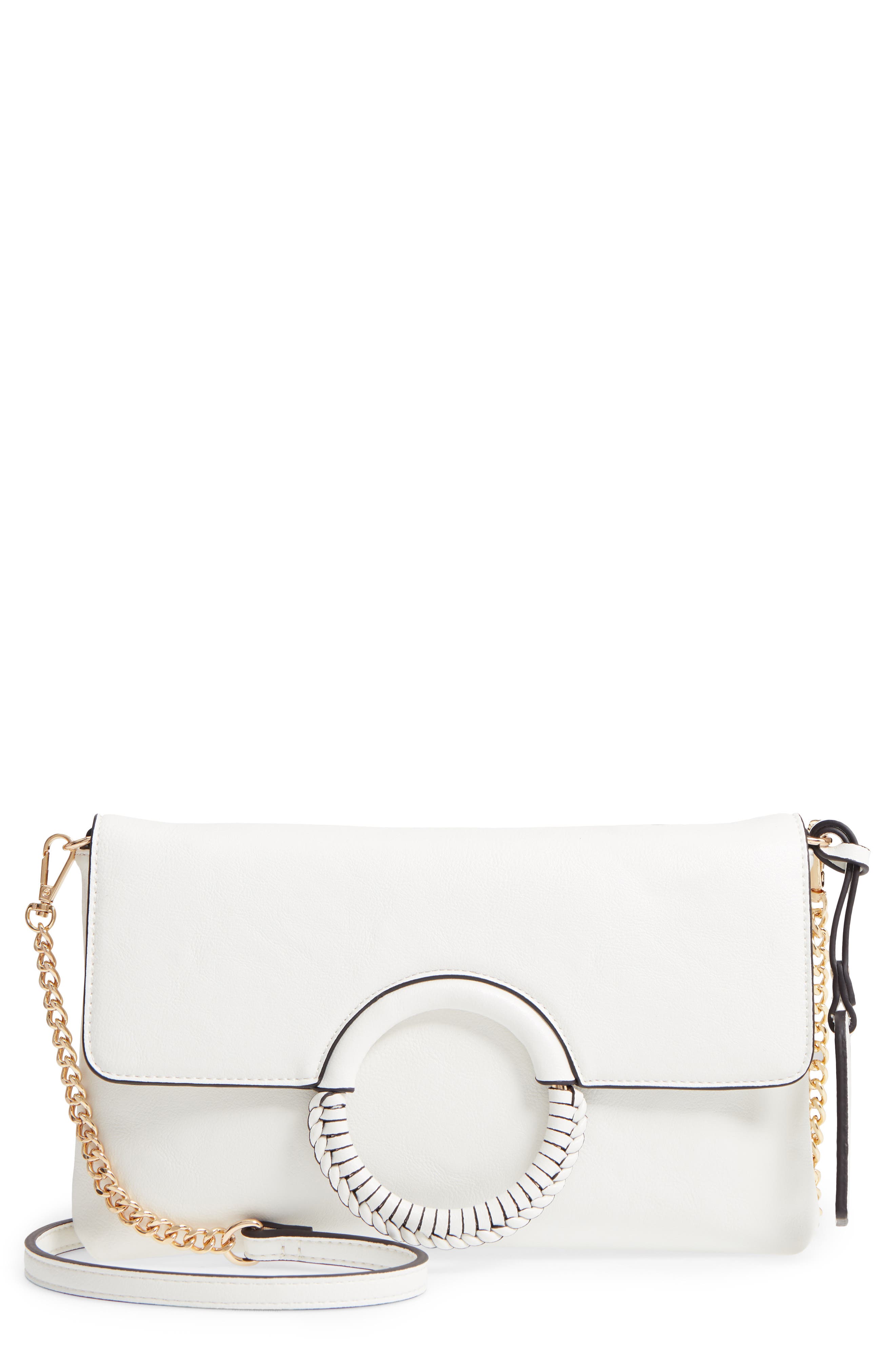 Sole Society Faux Leather Clutch, Main, color, 