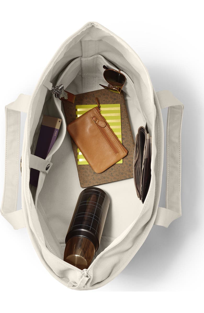 Lands' End Zip Top Long Handle Canvas Tote Bag, Alternate, color,