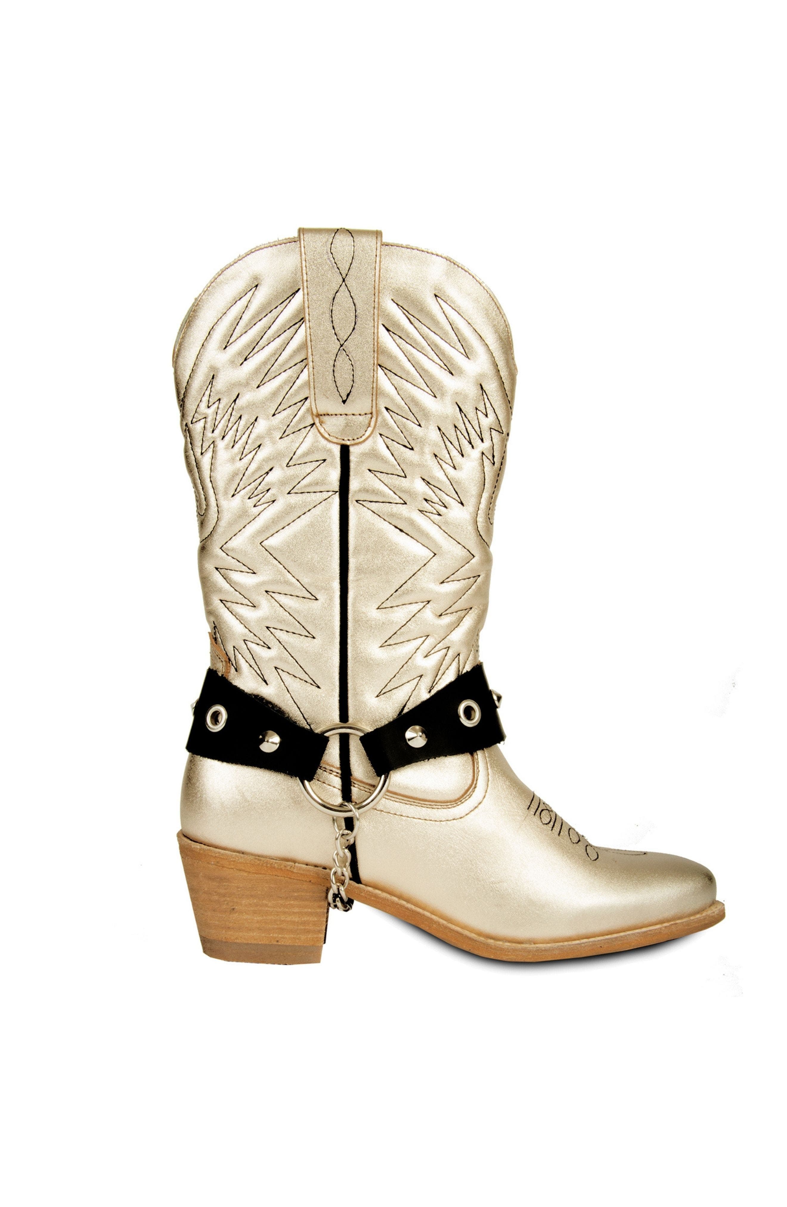 Cowboy Leather Boots, Alternate, color, Gold
