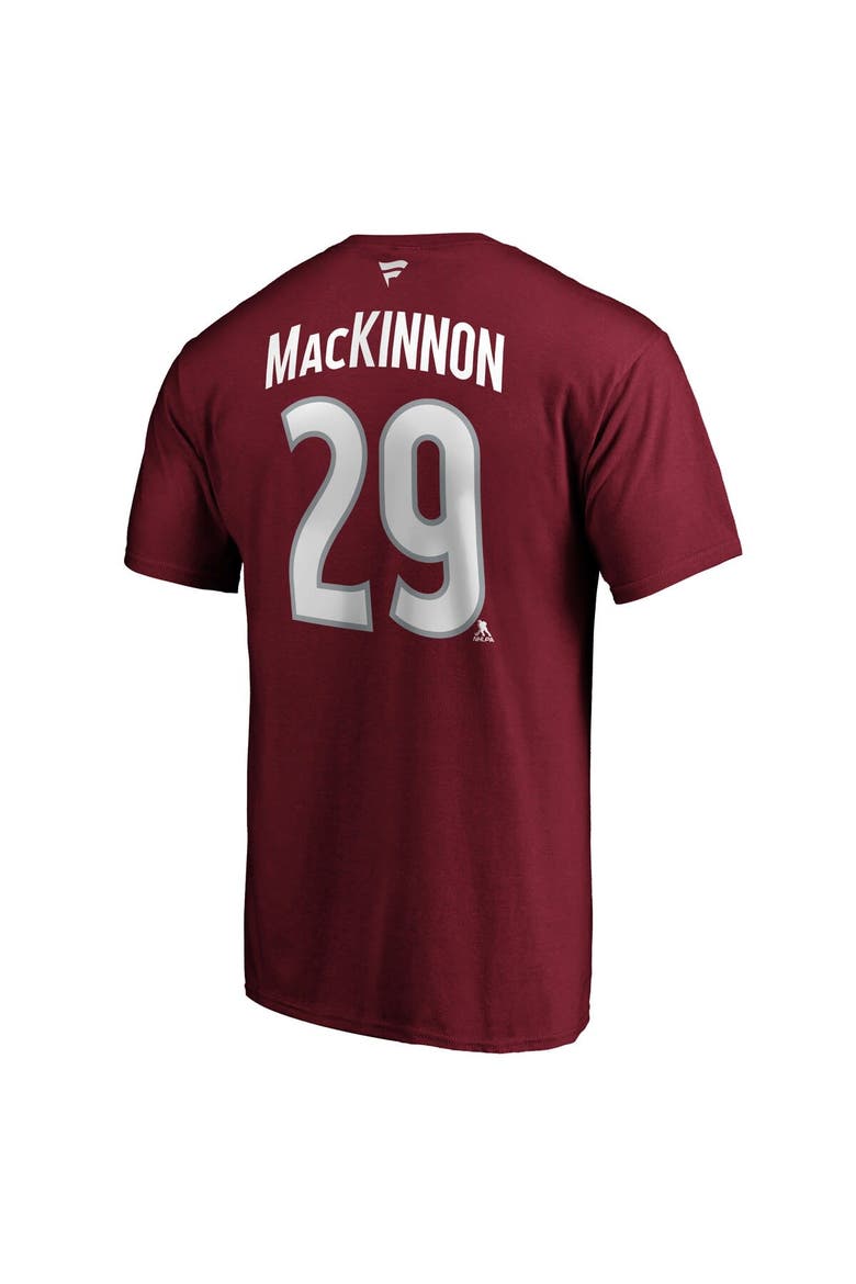 Men's Fanatics Branded Nathan MacKinnon Burgundy Colorado Avalanche Team Authentic Stack Name & Number T-Shirt, Alternate, color, Burgundy