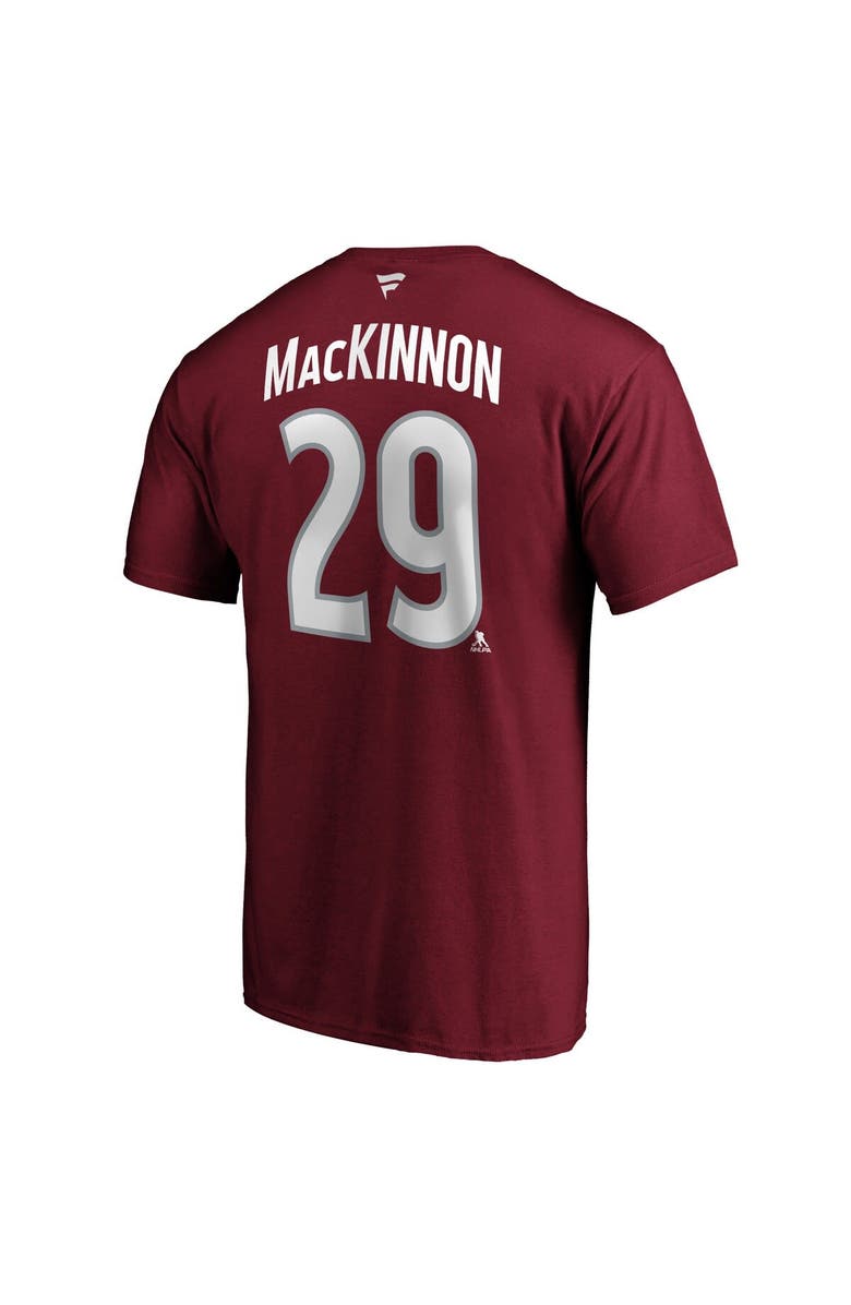 FANATICS Men's Fanatics Branded Nathan MacKinnon Burgundy Colorado Avalanche Team Authentic Stack Name & Number T-Shirt, Alternate, color, Burgundy