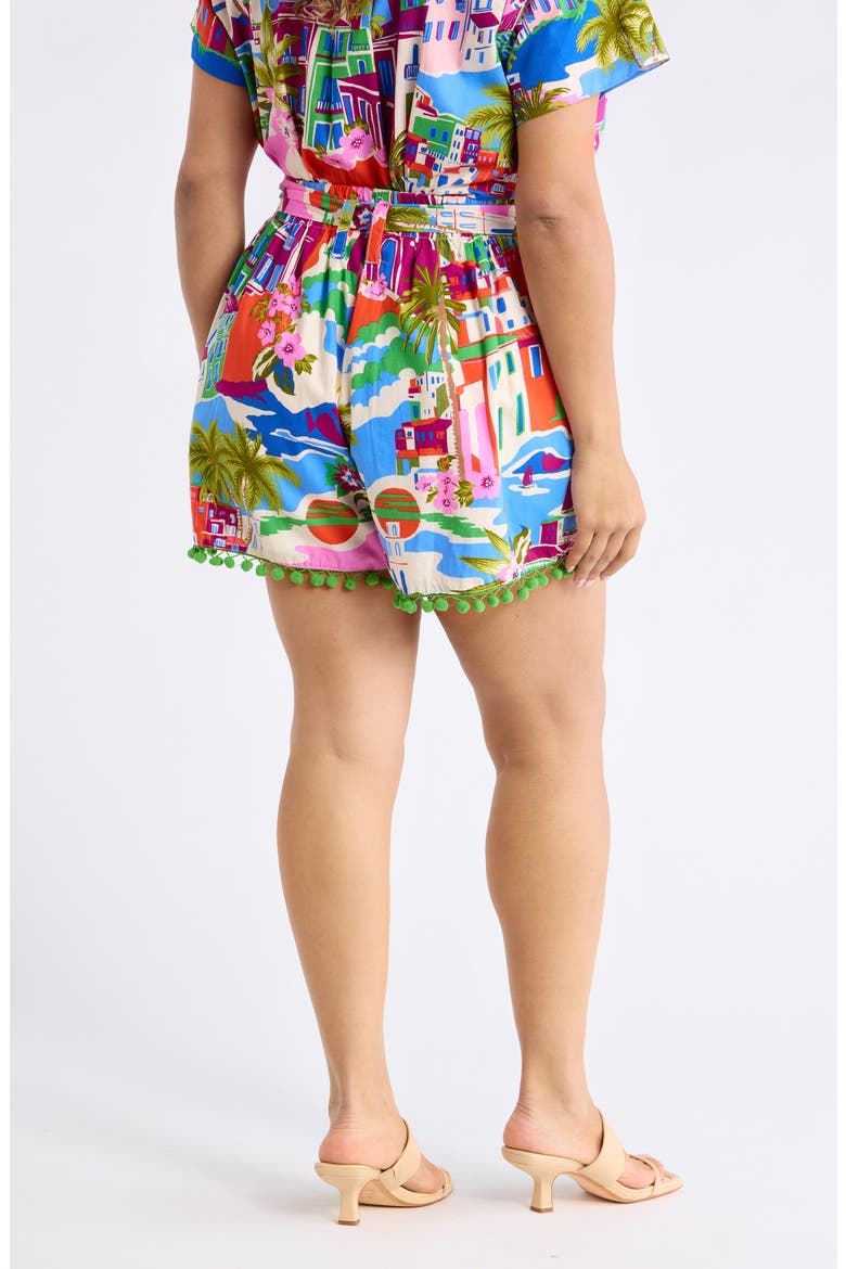 Maeve Belted Floral Zaferia Shorts, Alternate, color, CREAM-BLUE-MULTI