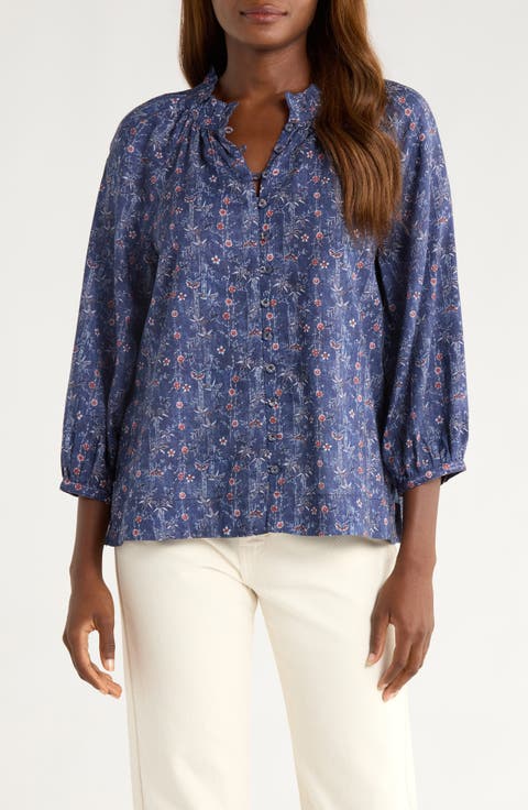 Blue Sea Flora Cotton Top