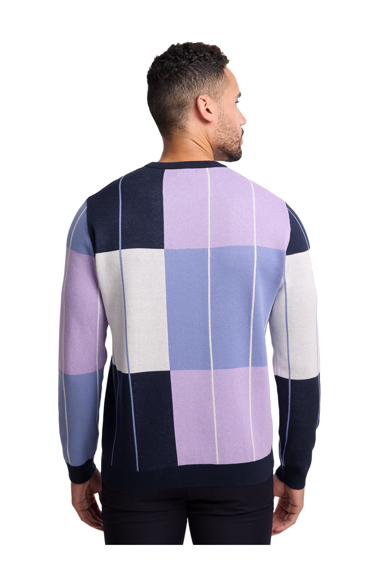 Cotton Crewneck Sweater, Alternate, color, Navy/Purple
