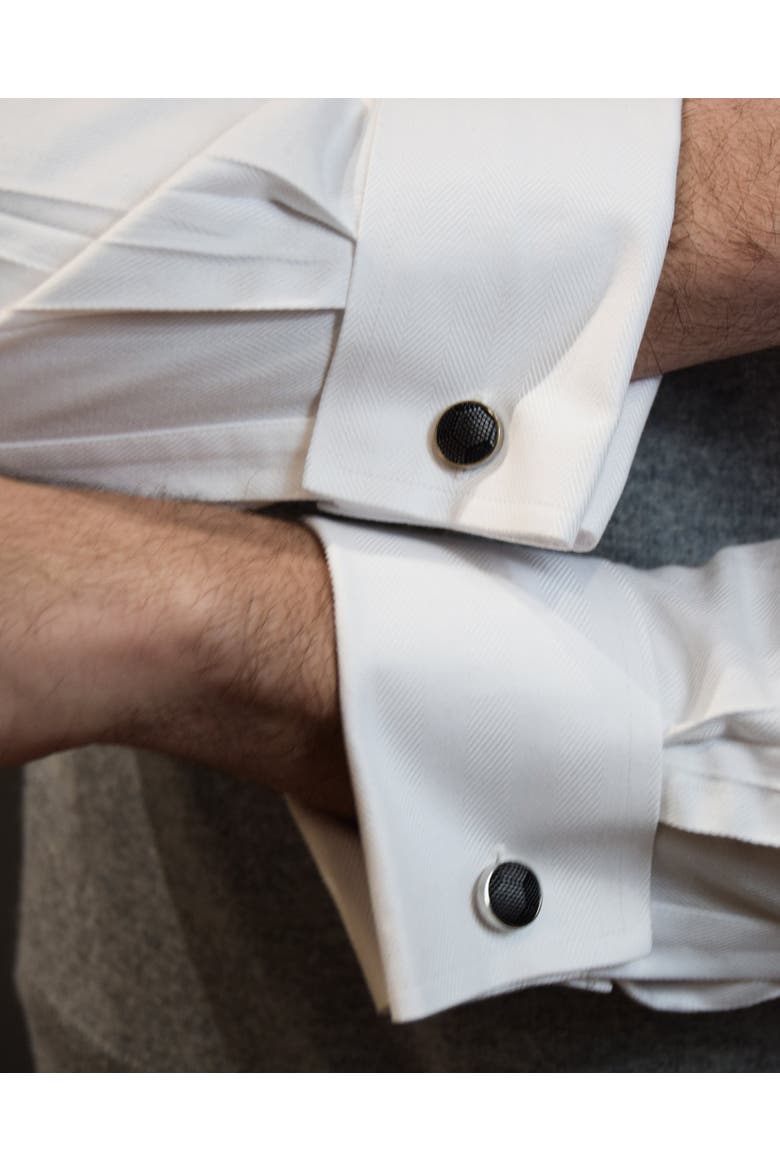 Hexloop Silk Cufflinks, Alternate, color, Charcoal