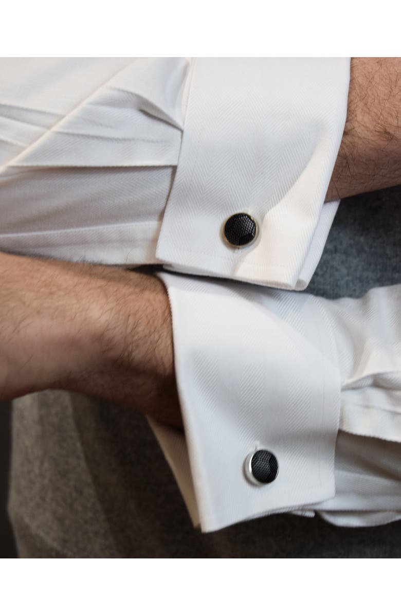 Knottery & Co Hexloop Silk Cufflinks, Alternate, color, Charcoal