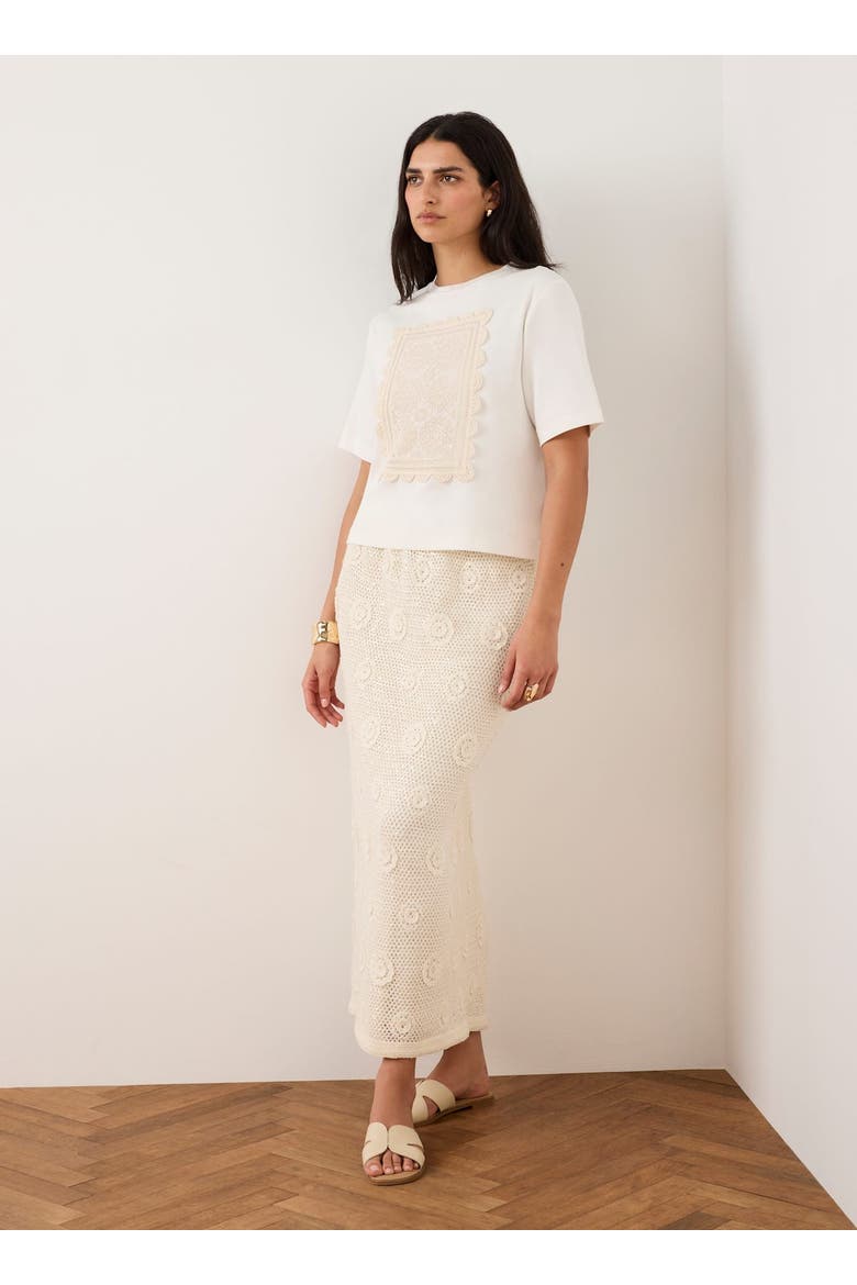 Crochet Panel T-Shirt, Alternate, color, Ivory