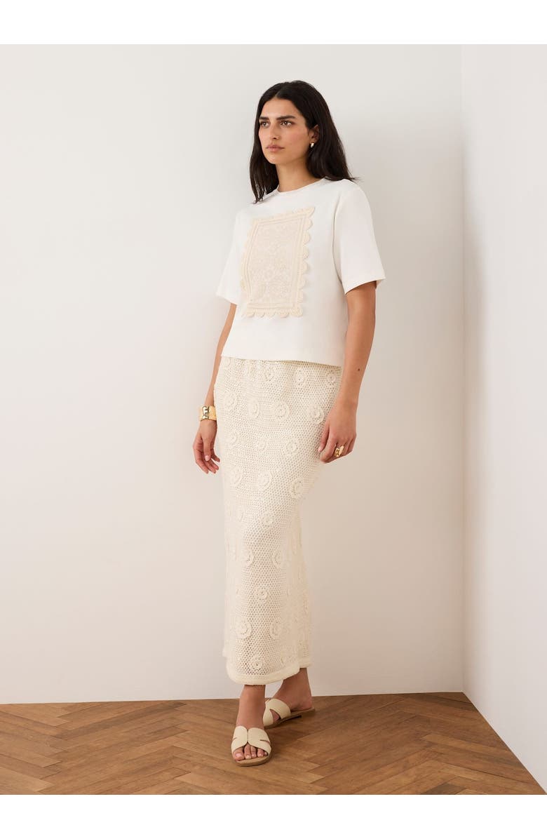 MINT VELVET Crochet Panel T-Shirt, Alternate, color, Ivory