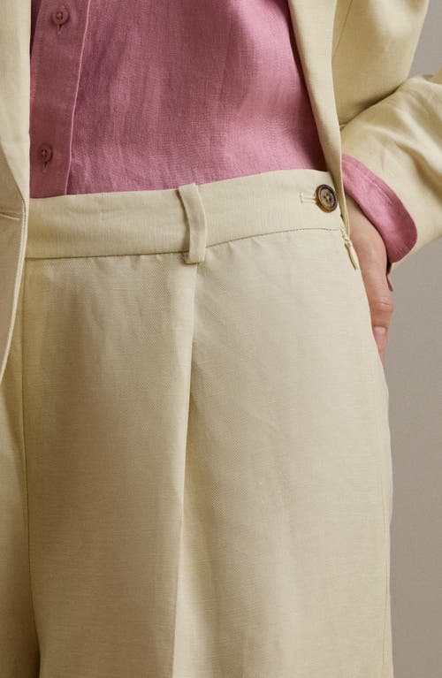 Shop Ralph Lauren Lauren  Linen Blend Twill Crop Pants In Ivory Beige