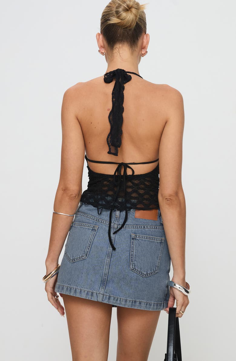 Princess Polly Denis Asymmetric Denim Skirt, Alternate, color, 