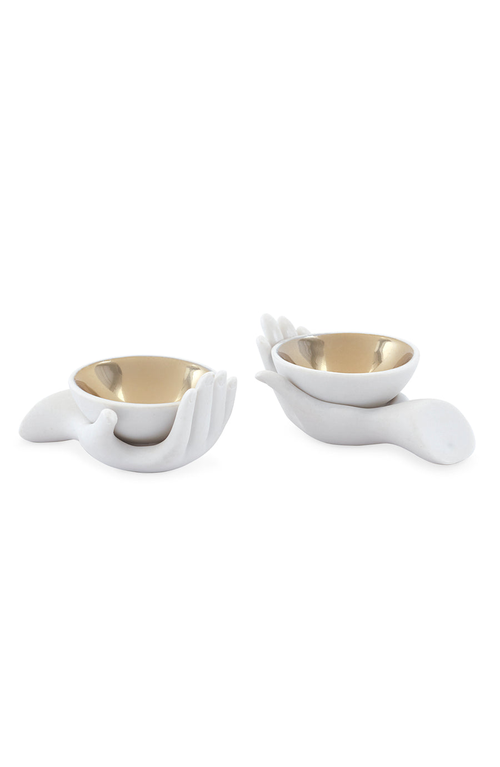 Jonathan Adler Eve Salt & Pepper Cellars Set In White/gold