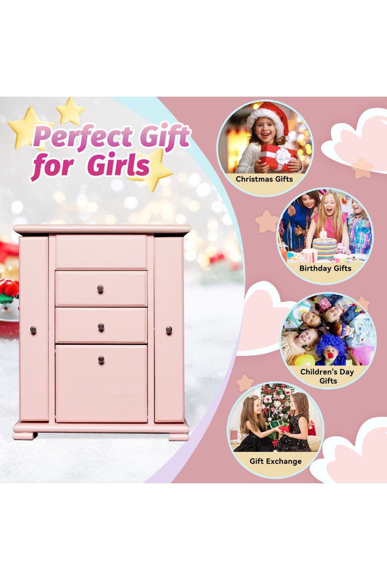 Kids Ballerina Musical Wooden Jewelry Box, Alternate, color, Pink