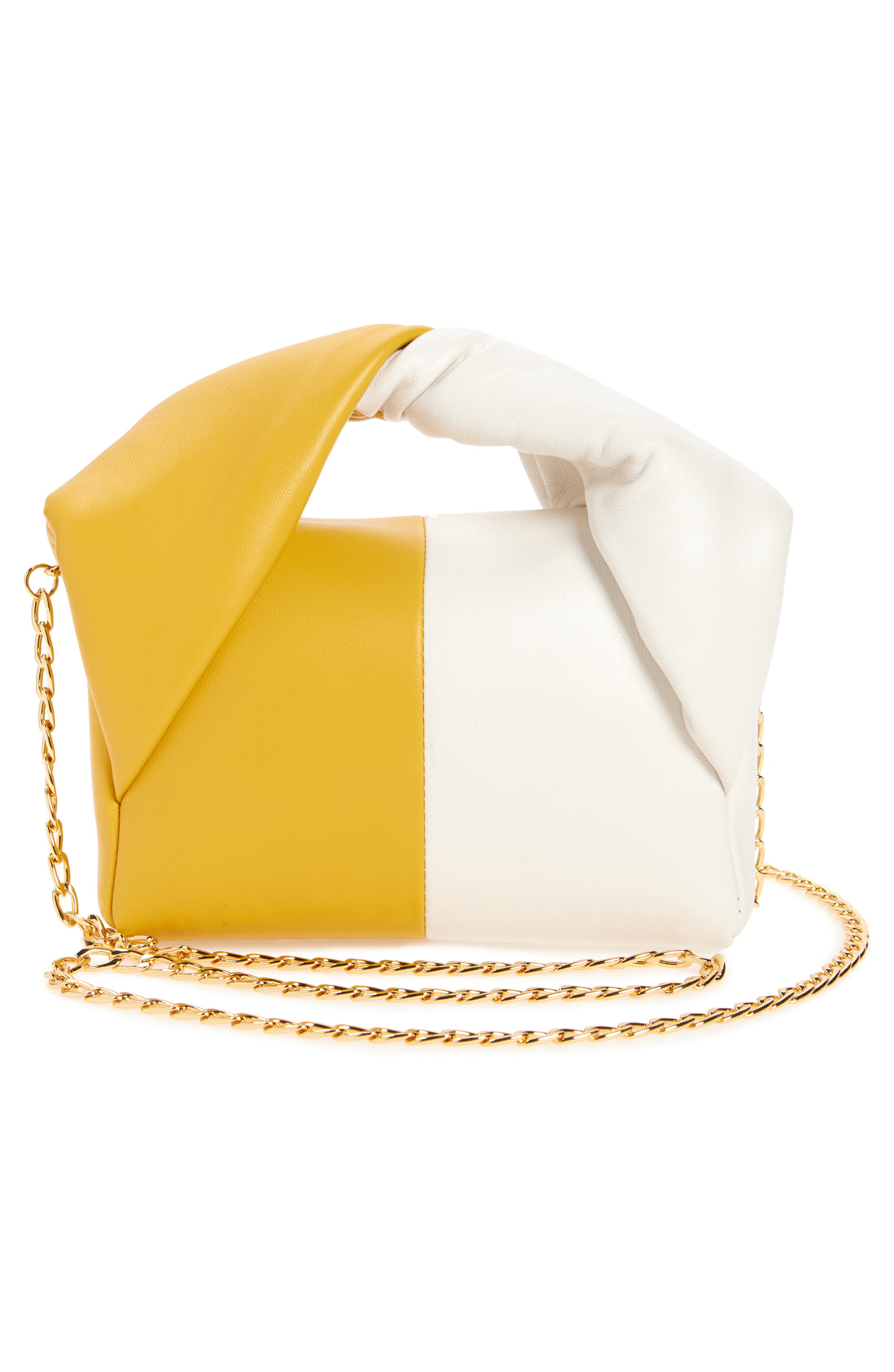 JW Anderson Small Twister Two-Tone Leather Crossbody Bag, Alternate, color, Cream/ Mustard