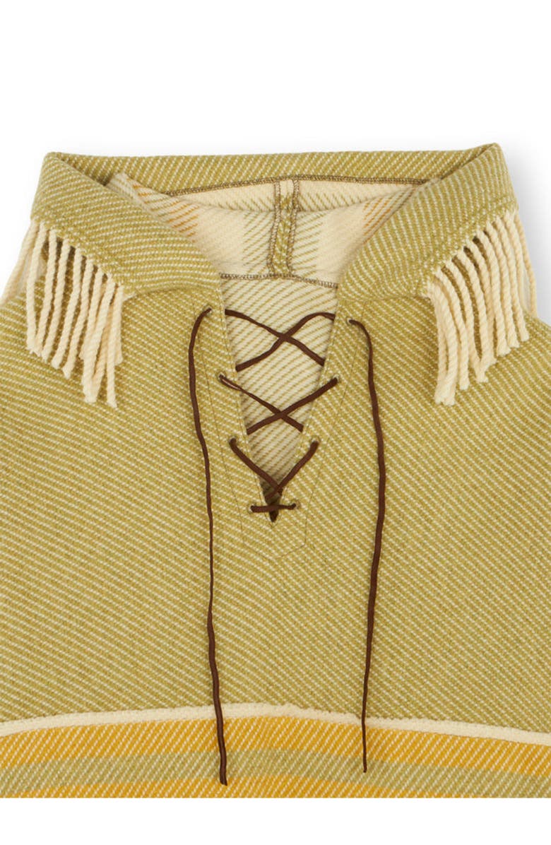 Fortela Woven Striped Hooded Poncho, Alternate, color, Green