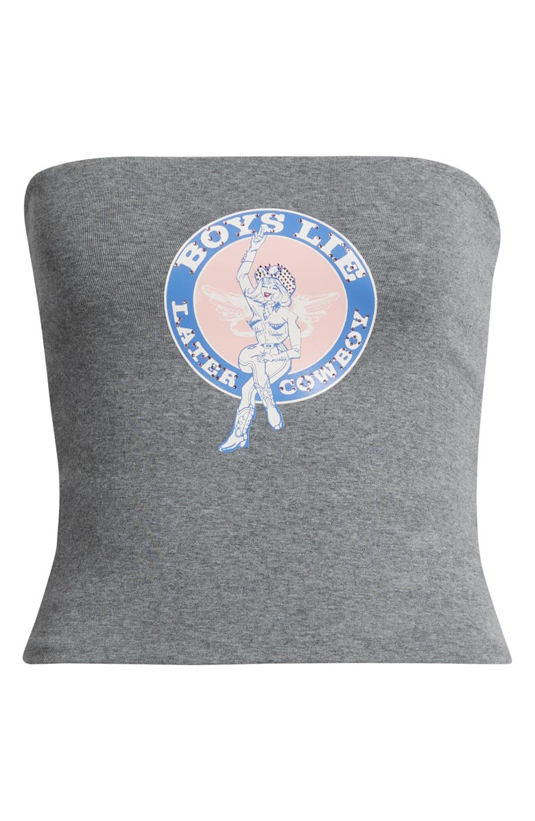 BOYS LIE Later Cowboy Embellished Graphic Tube Top, Alternate, color, Dark Heather Ash Gre