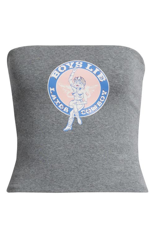 Boys Lie Later Cowboy Embellished Graphic Tube Top