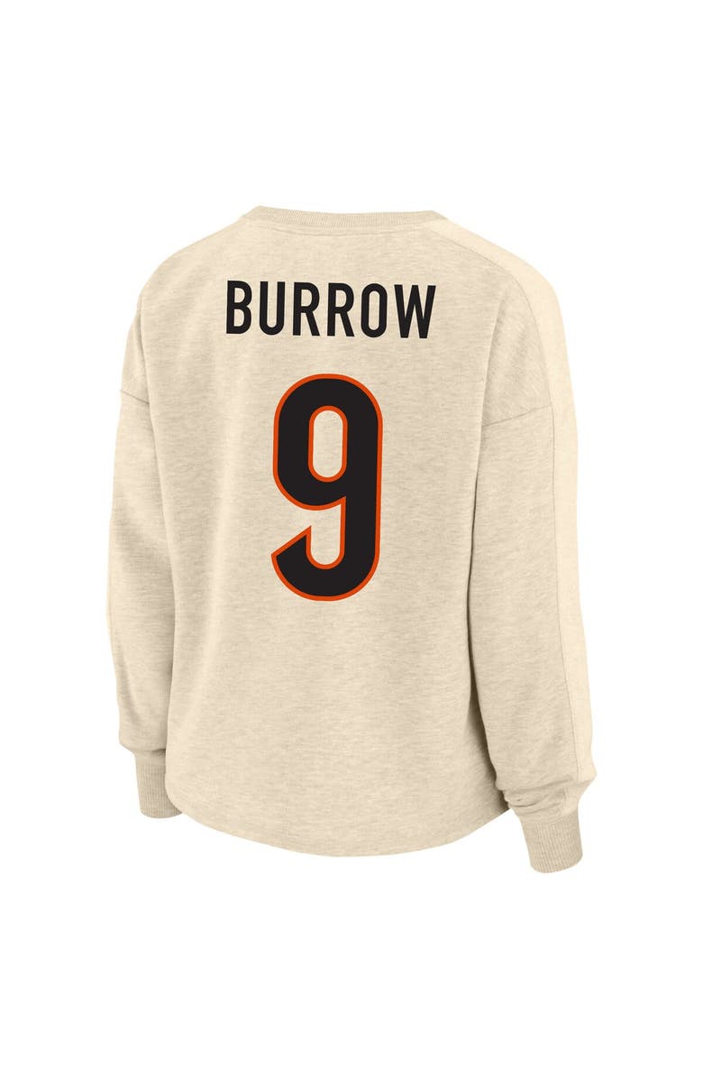 FANATICS Women's Fanatics Branded Joe Burrow Oatmeal Cincinnati Bengals Plus Size Name & Number Crew Pullover Sweatshirt, Alternate, color, 