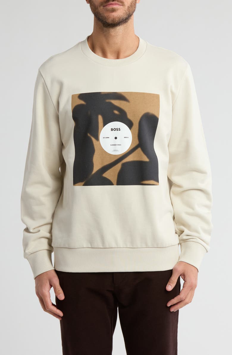 BOSS Soleri Logo Graphic Crewneck Sweatshirt, Main, color,