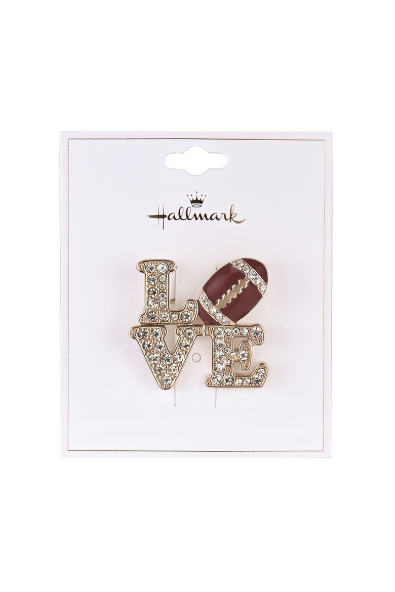 Game Day Stone Love Football Pin, Alternate, color, Brown
