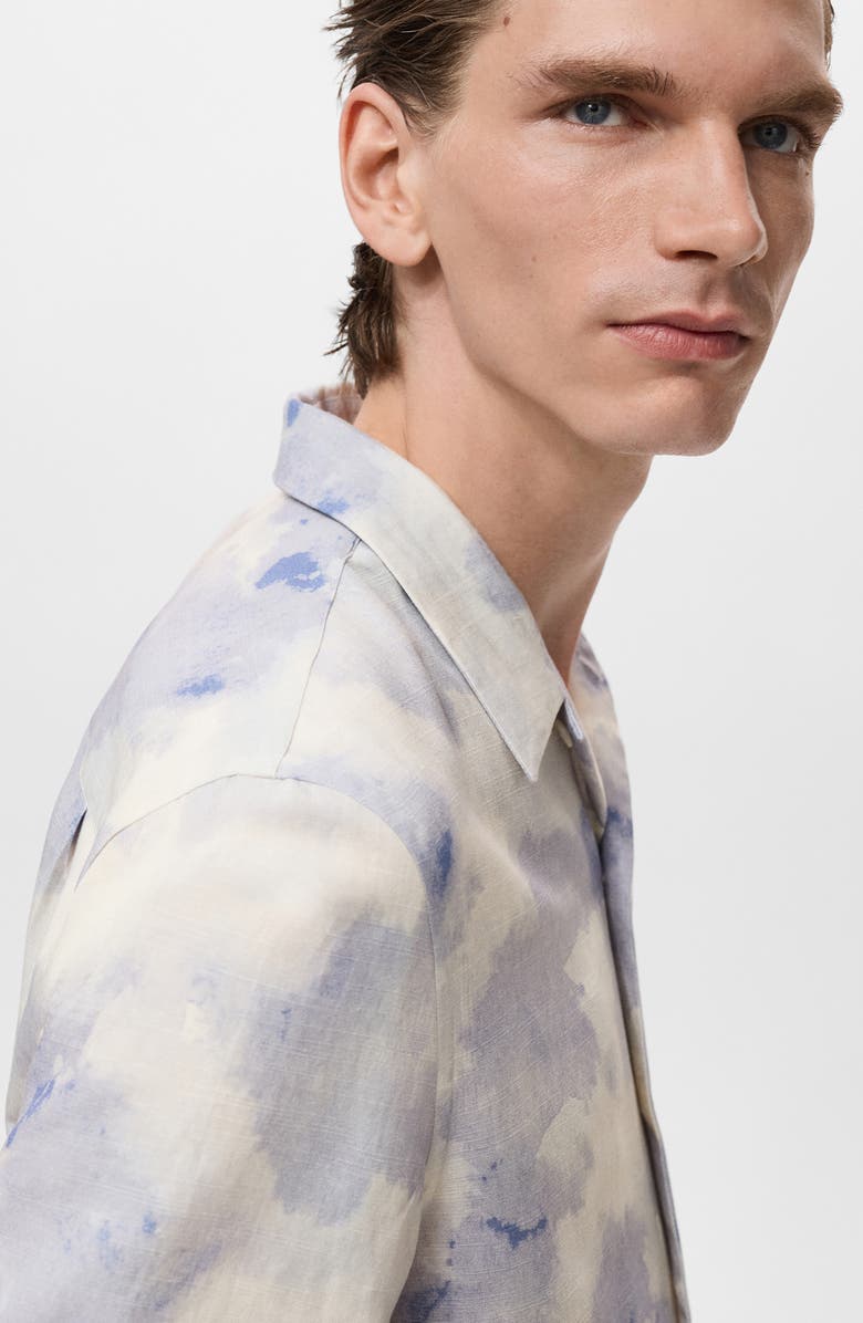 MANGO Printed Bowling Shirt, Alternate, color, Light/ Pastel Grey